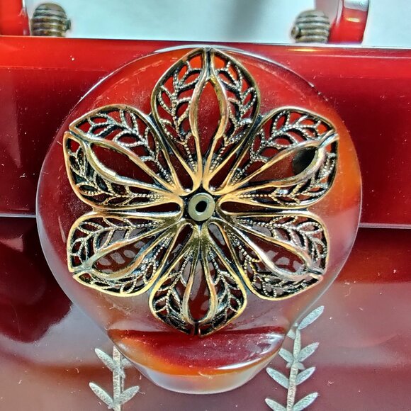 Vintage Wilardy 1950s Lucite Tortoiseshell Box Purse Handbag - Picture 4 of 9